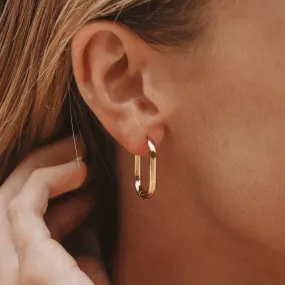 Oval Hoop Earrings Premium Look Social Accent