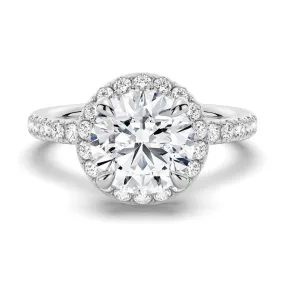 Round Brilliant Micropav?? Halo Moissanite Engagement Ring Timeless Detail