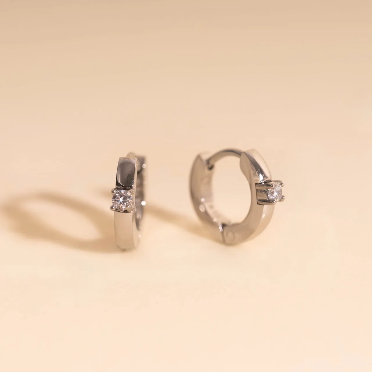 Round Crystal Tiny Huggie Hoop Earrings Vacation Ornament