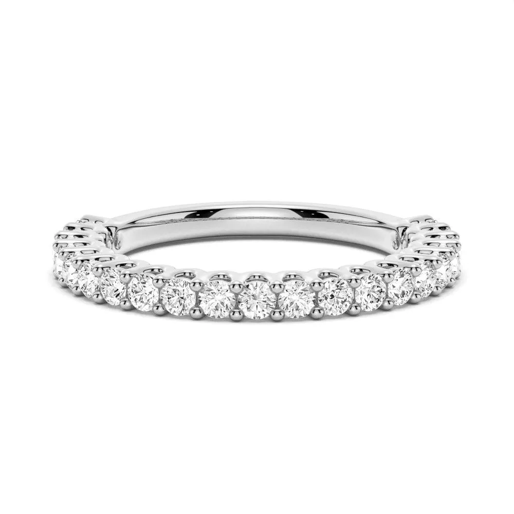 Round Cut Moissanite Half Eternity Band Brilliant Design