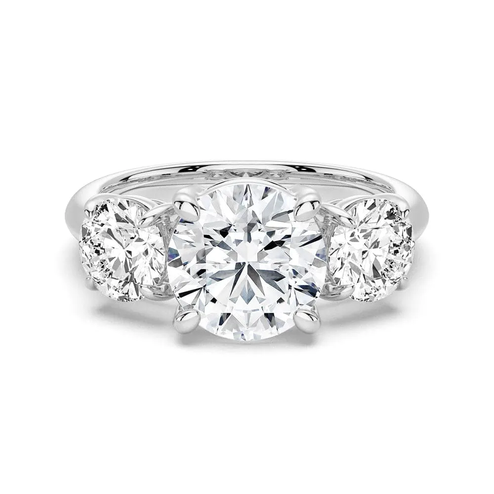 Refined Vibe All Match Style Round Cut Three Stone Moissanite Engagement Ring