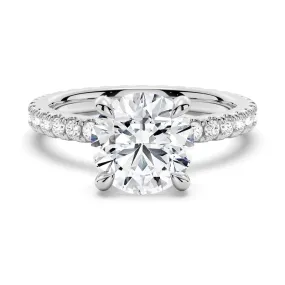 Round Moissanite Engagement Ring With Eternity Pave Band Durable piece
