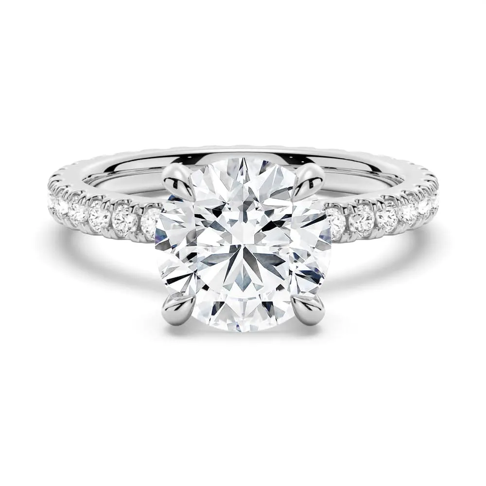 Daily Grace Round Moissanite Engagement Ring With Eternity Pave Band