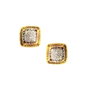 Iridescent Piece 14K Gold And Diamond Stud Earrings