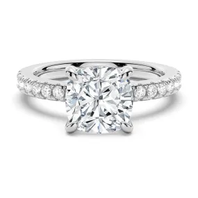Pav?? Band Cushion Cut Moissanite Engagement Ring Minimalist Bauble Polished Motion