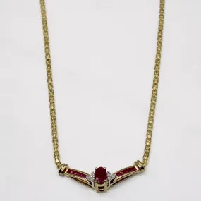 Ruby & Diamond Pendant Necklace | 0.75ctw, 0.05ctw | 16" | Soft Mood Sparkling Pieces