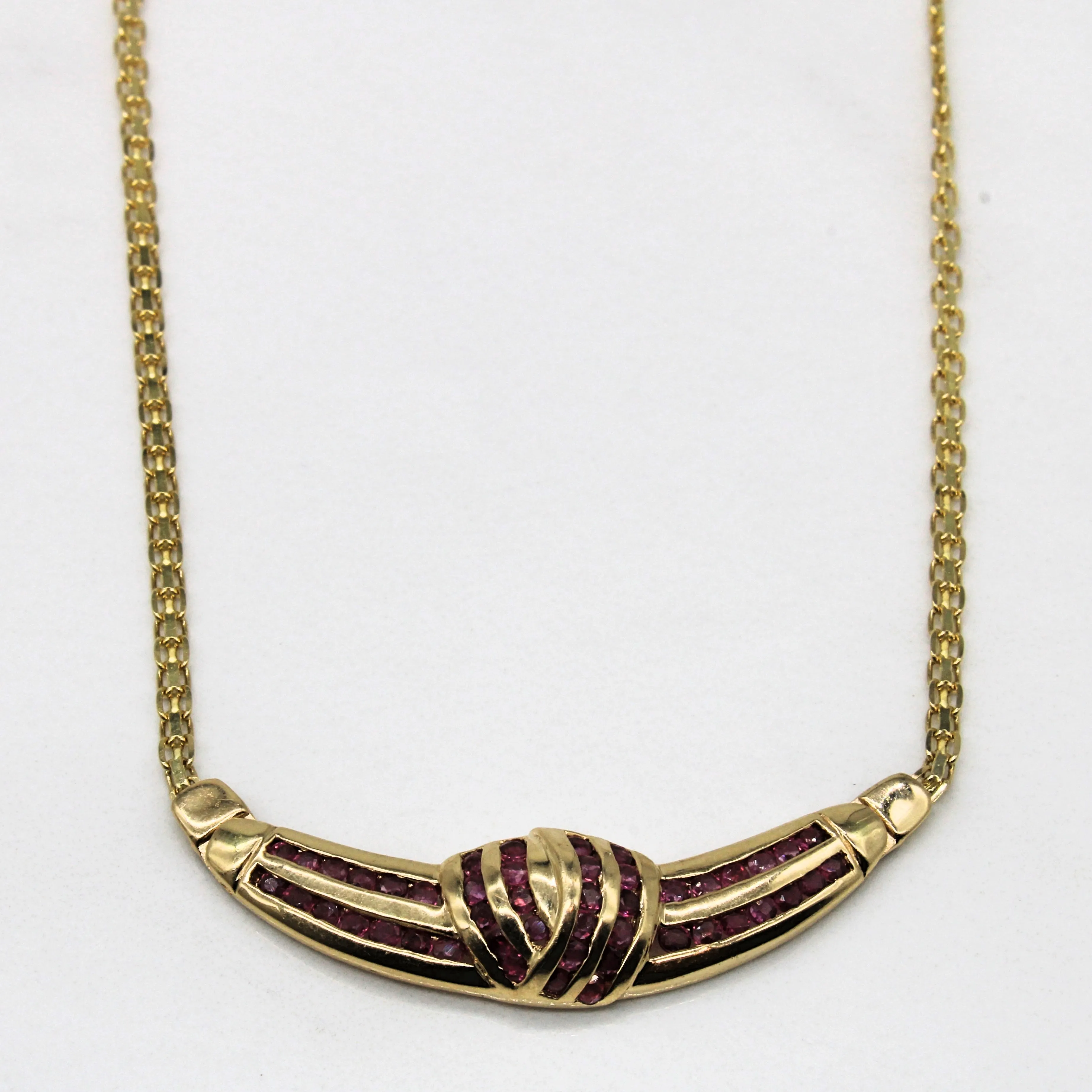 Vivid Accent Glow Vibe Ruby Scoop Necklace | 0.70ctw | 18" |