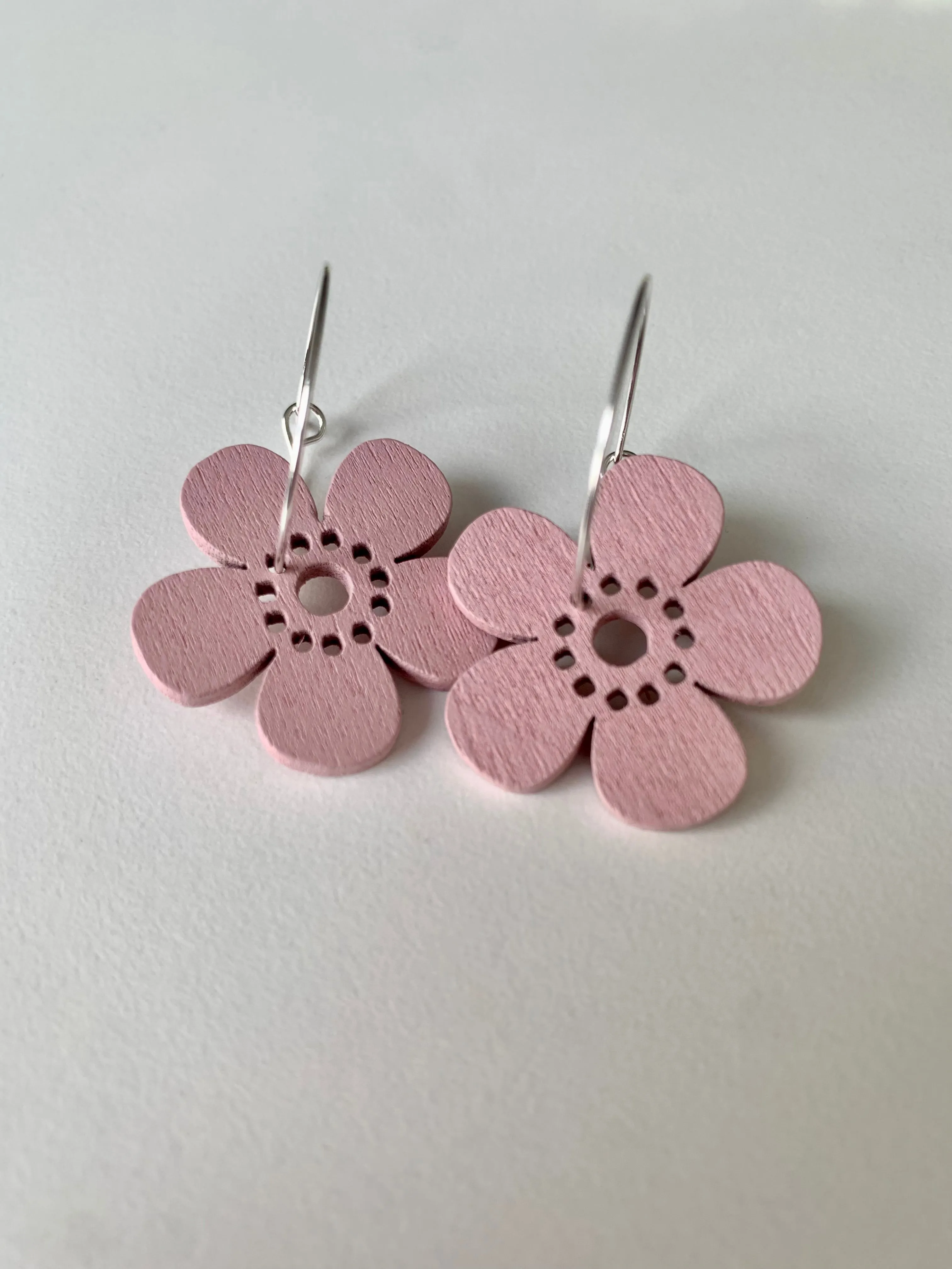 Attractive Selection Wooden Flower Hoop Earrings