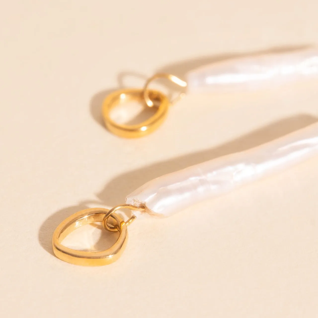 Square Accessory Sailor's Pearl Huggie Hoop Charms