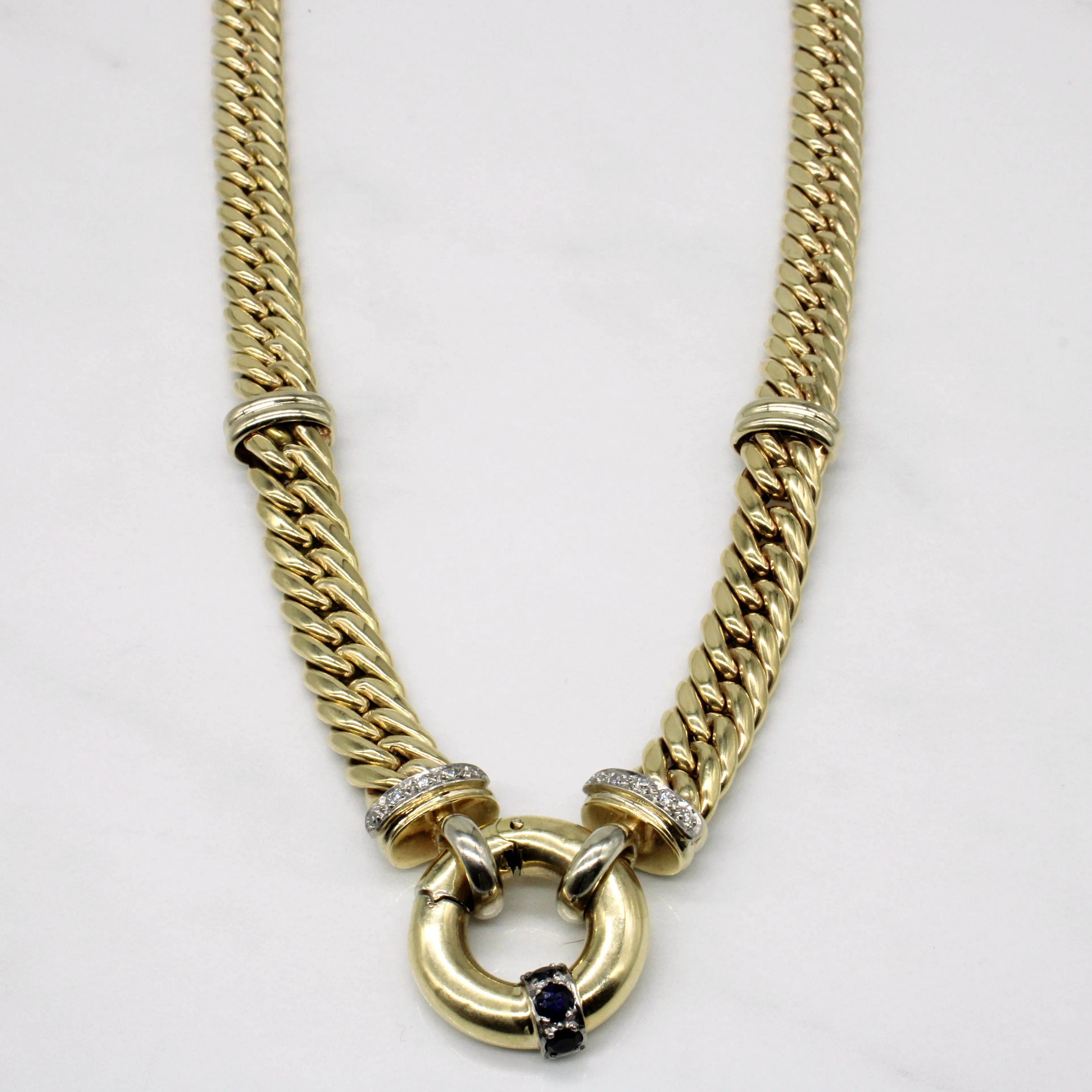 Sapphire & Diamond Clasp Necklace | 0.50ctw, 0.10ctw | 18" | Chic Balance Sunset Style