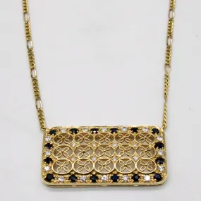 Enchanted Edge Sapphire & Diamond Lattice Plate Necklace | 1.10ctw, 0.56ctw | 15" |