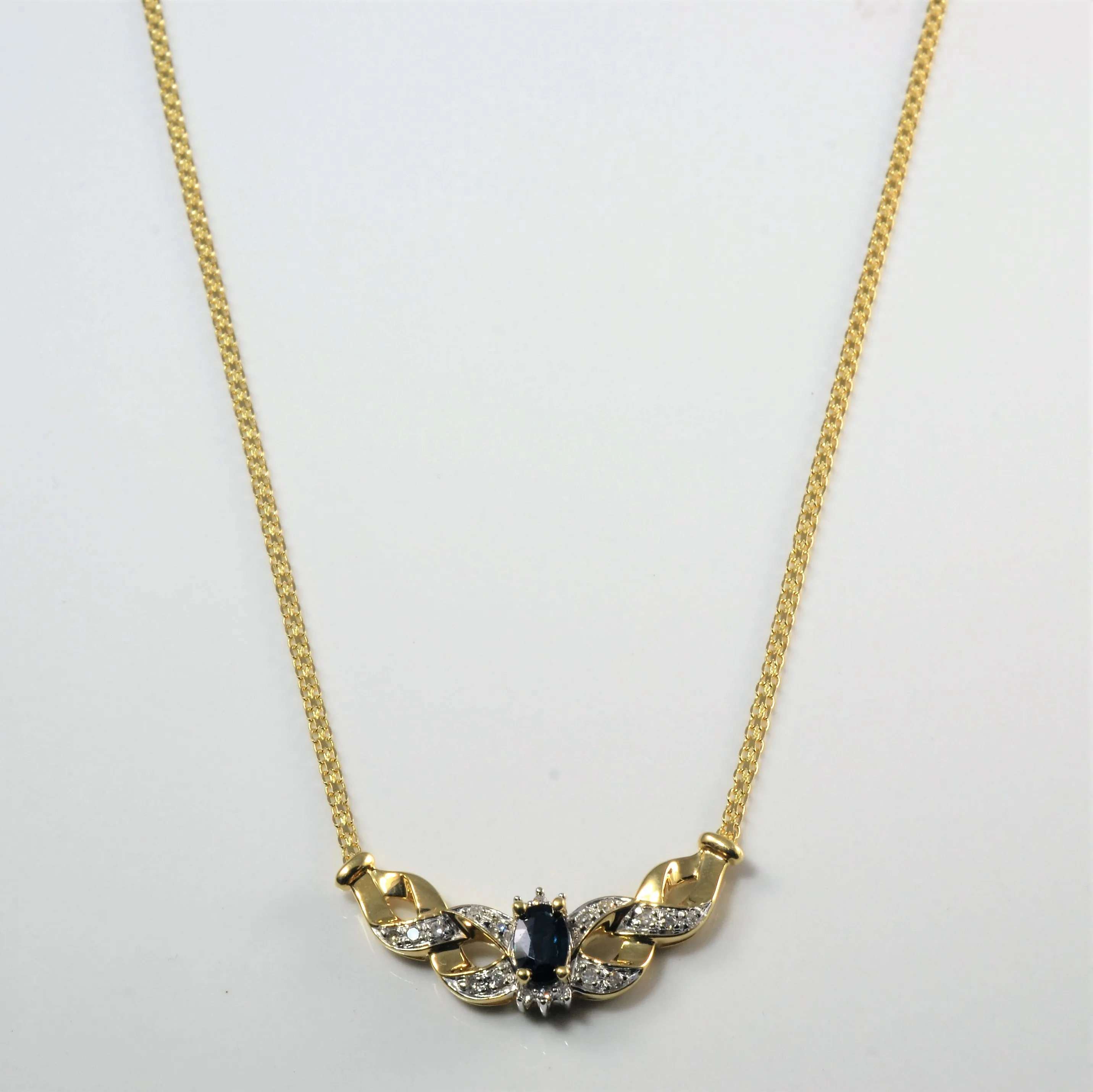 Sapphire & Diamond Necklace | 0.30ct, 0.10ctw| 16.5"| Seasonal Pick Pretty Accent