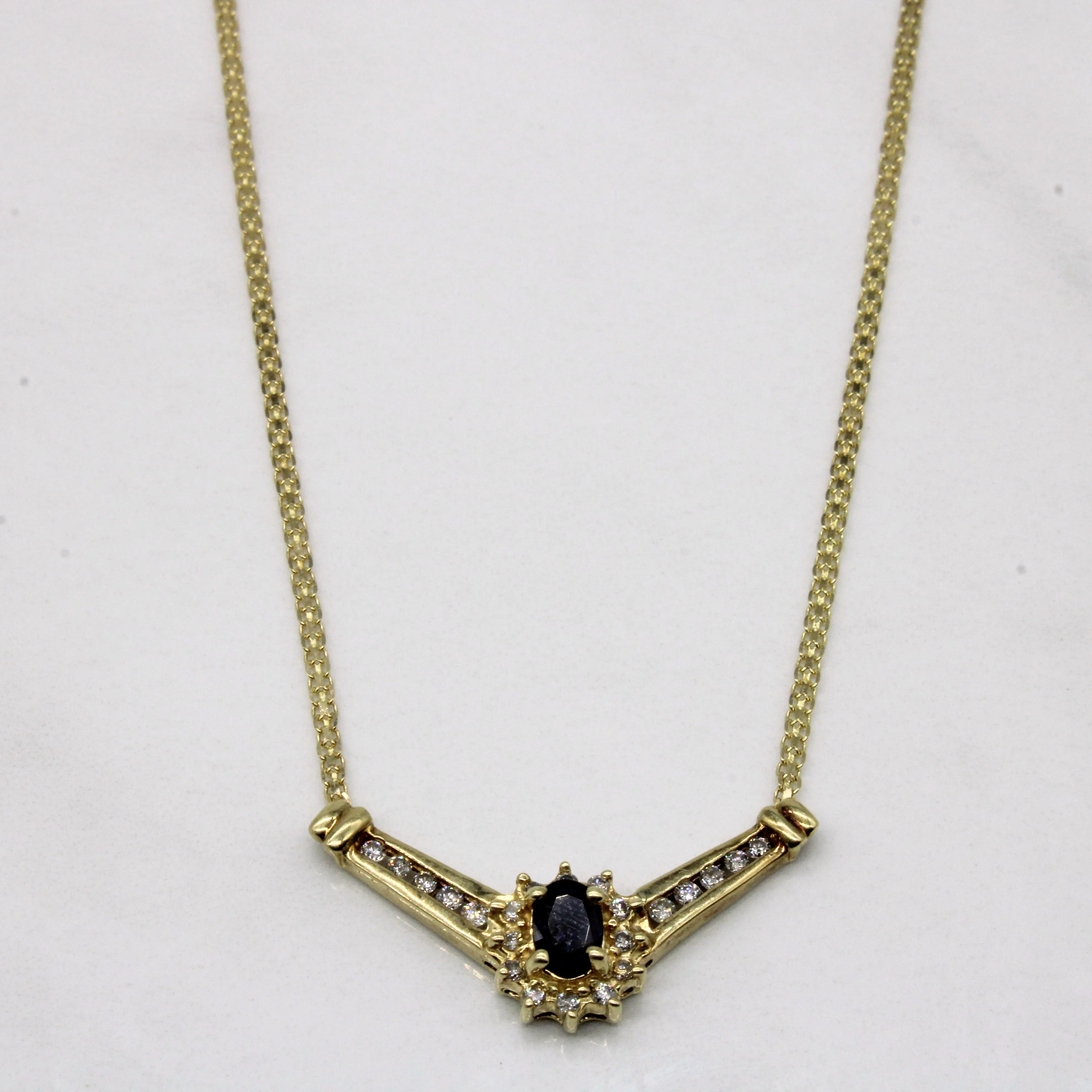 Sapphire & Diamond Necklace | 0.38ct, 0.14ctw | 16" | Elegant Treasures
