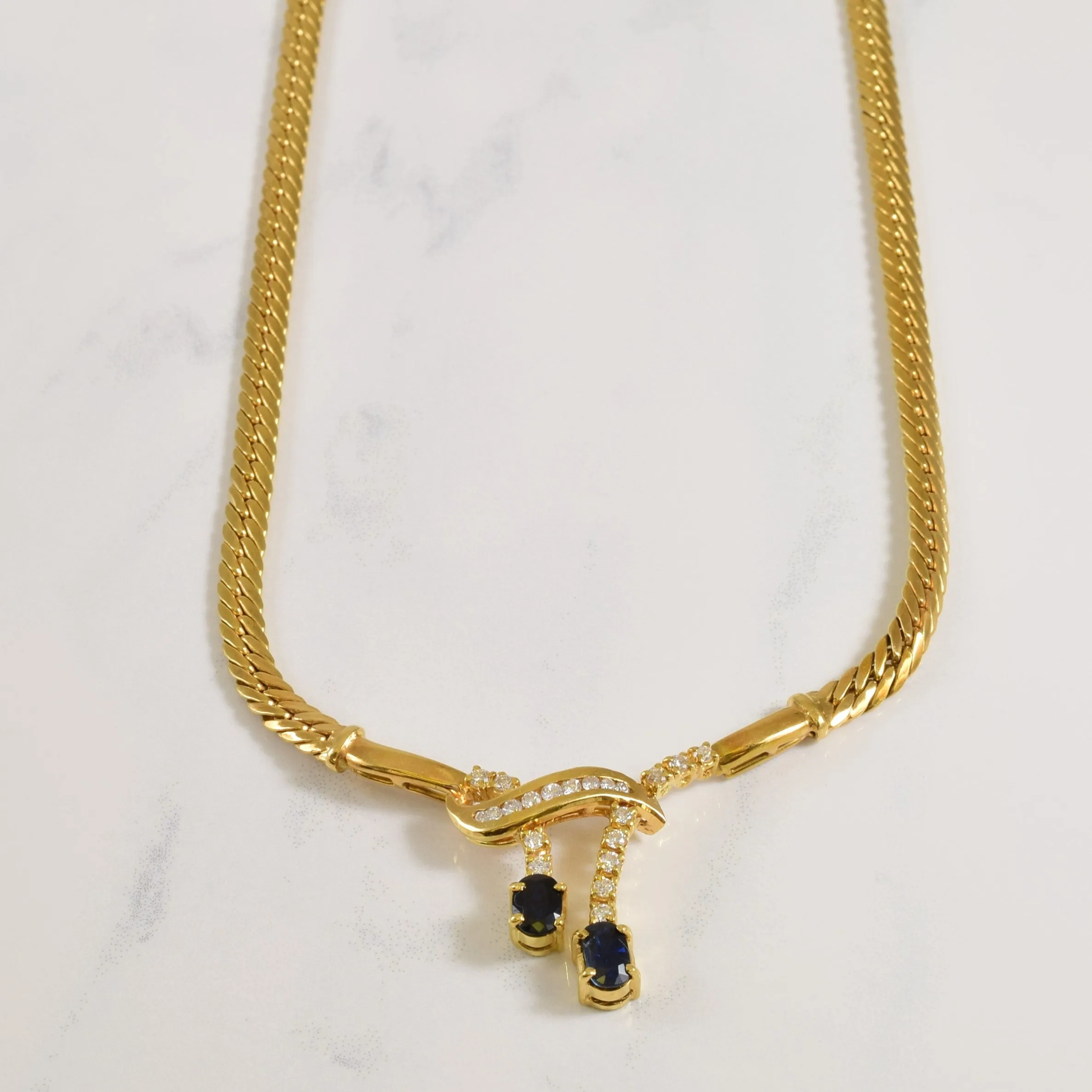 Distinctive pieces Sapphire & Diamond Necklace | 1.00ctw, 0.40ctw | 17" |