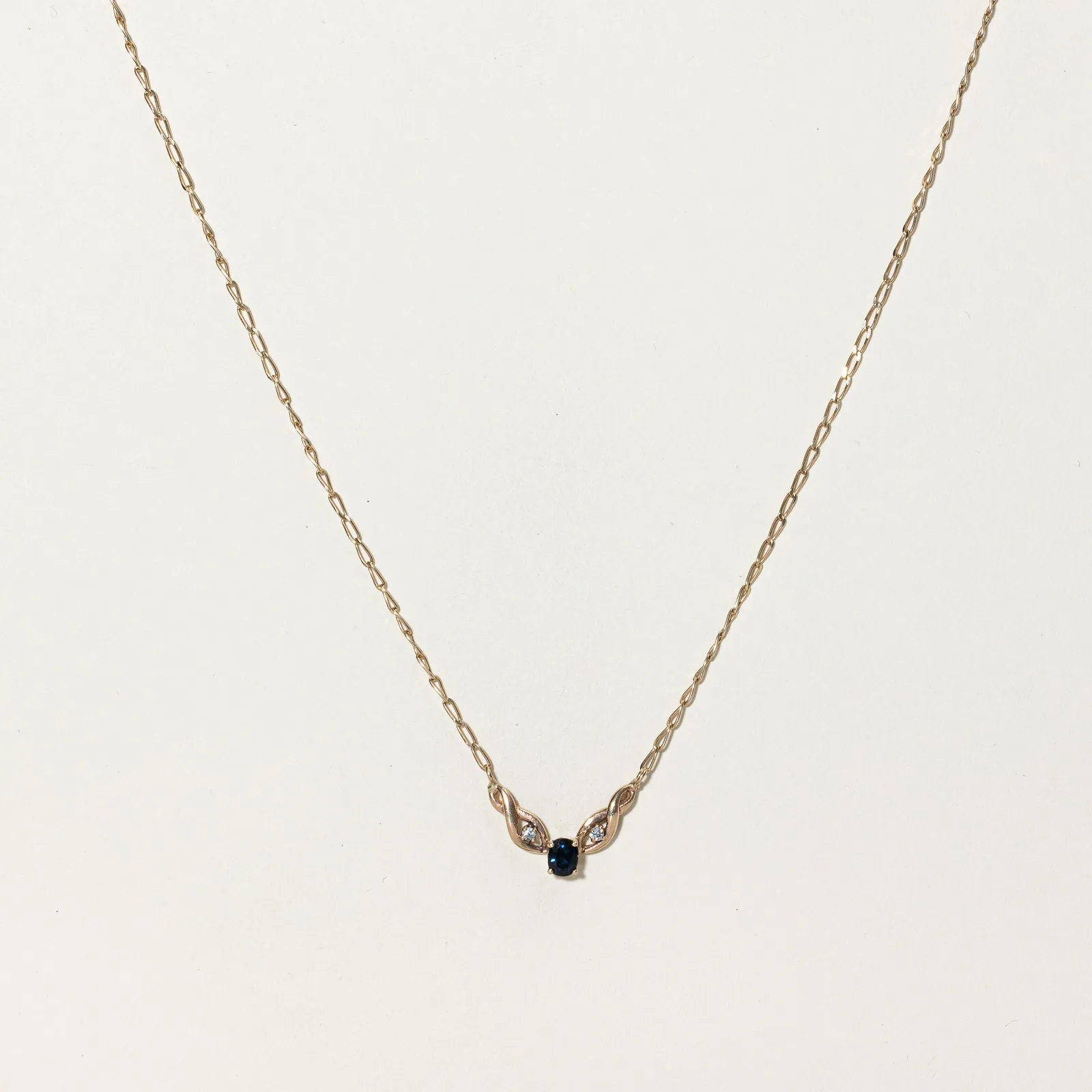 Mood Accent Precious Gem Sapphire & Diamond Scoop Necklace | 0.40ct, 0.04ctw | 18" |