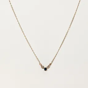 Mood Accent Precious Gem Sapphire & Diamond Scoop Necklace | 0.40ct, 0.04ctw | 18" |