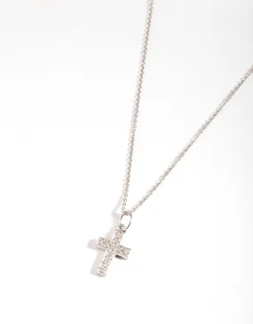 Sterling Silver Cubic Zirconia Pav?? Cross Necklace premium design Artful Accent
