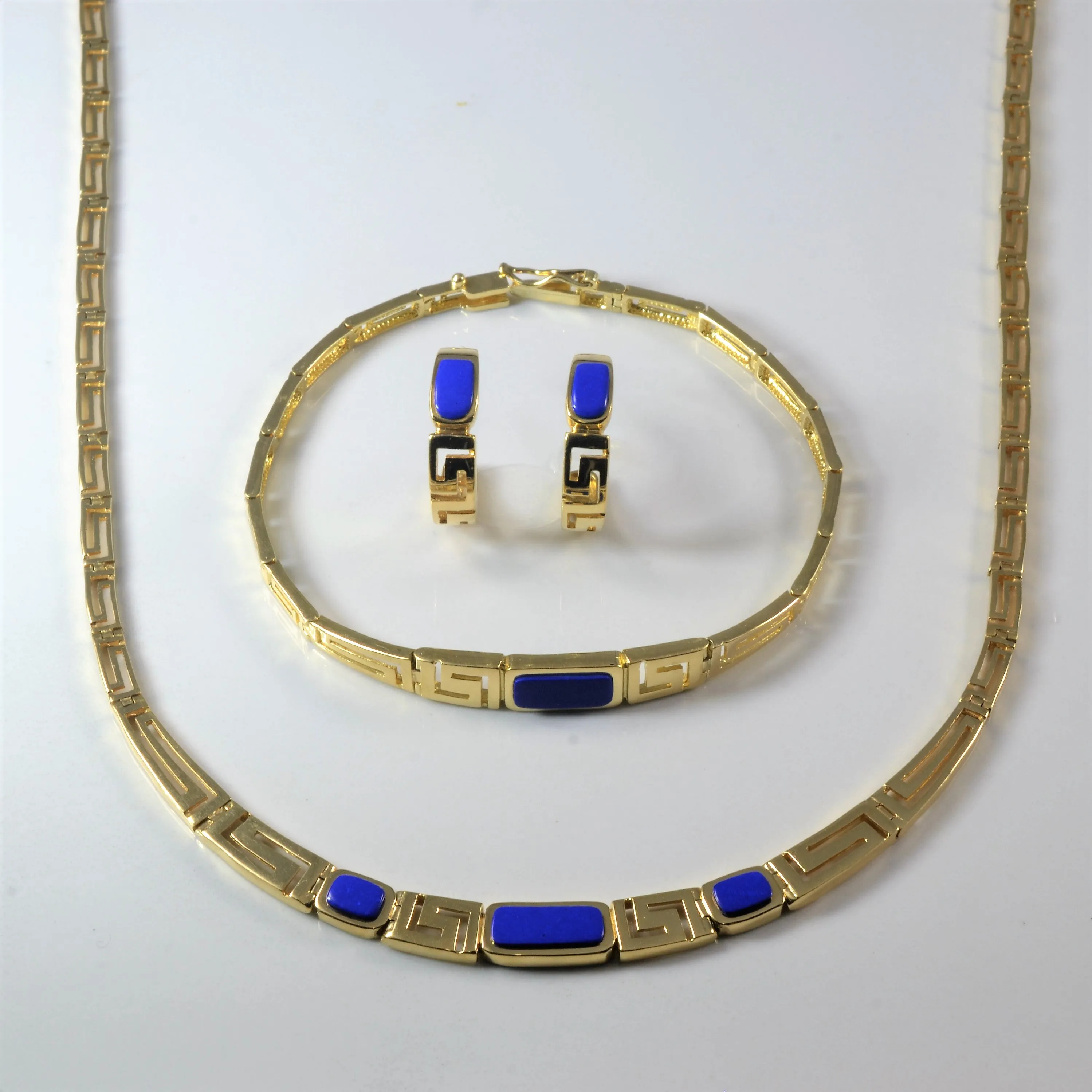 Metallic Touch Yellow Gold Lapis Lazuli Inlay Suite | 3.00ctw |