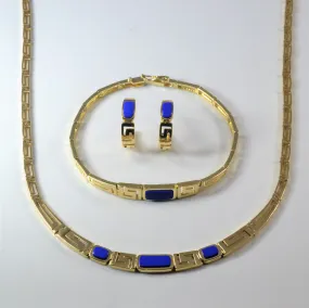 Metallic Touch Yellow Gold Lapis Lazuli Inlay Suite | 3.00ctw |