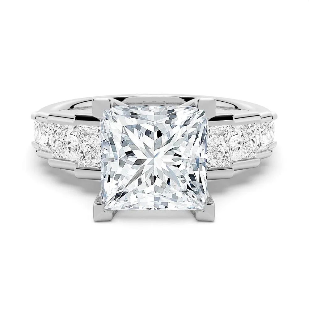 Mother Gift Unique Cinderella Staircase Princess Cut Moissanite Engagement Ring
