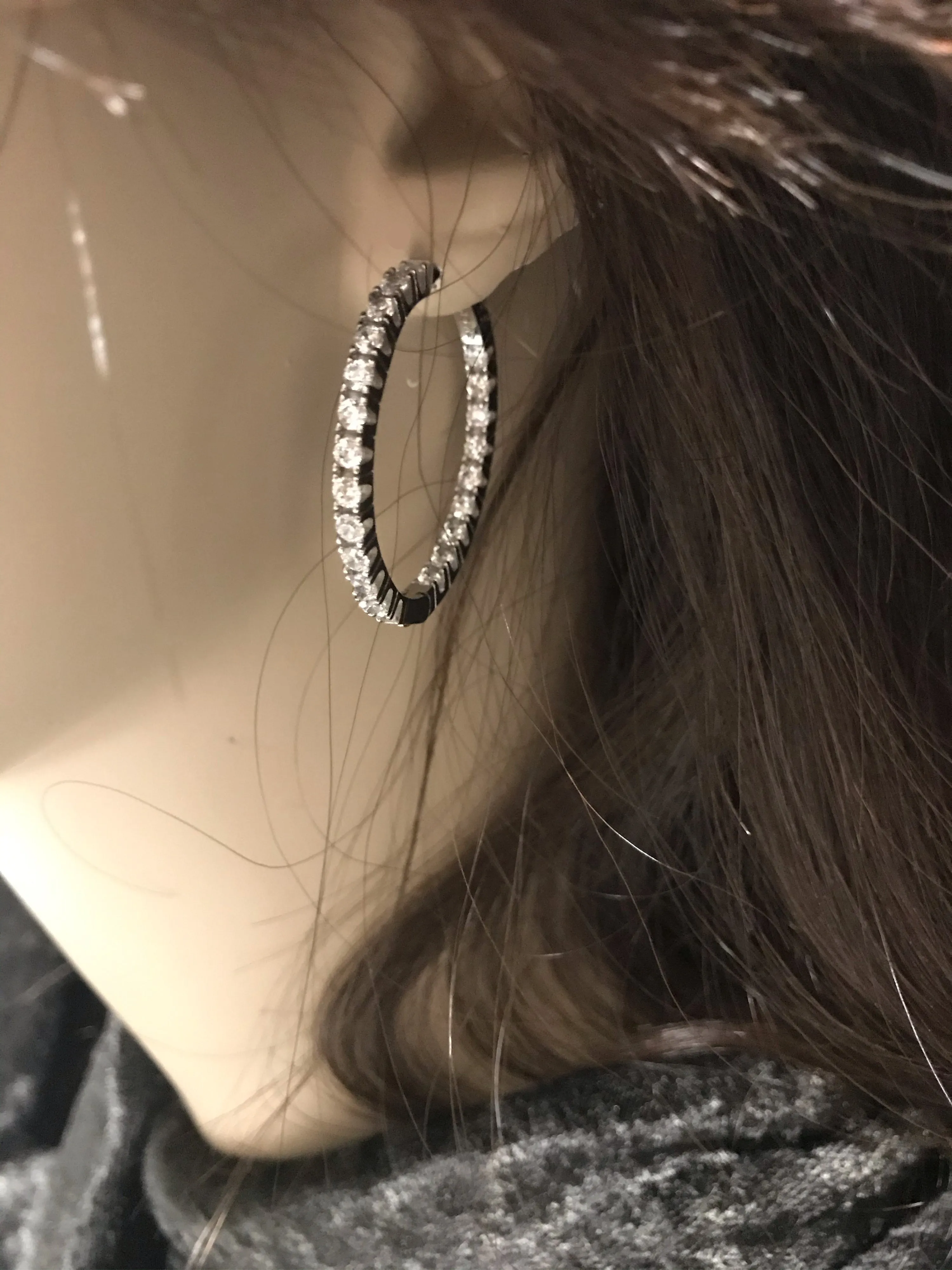 Sterling Silver Round Hoop Earrings Formal Item Opulent Ornament