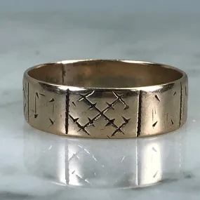 Antique Gold Wedding Band. Art Deco. 10k Yellow Gold. Stacking Ring. Gold Thumb Ring. Eternal Embellishment