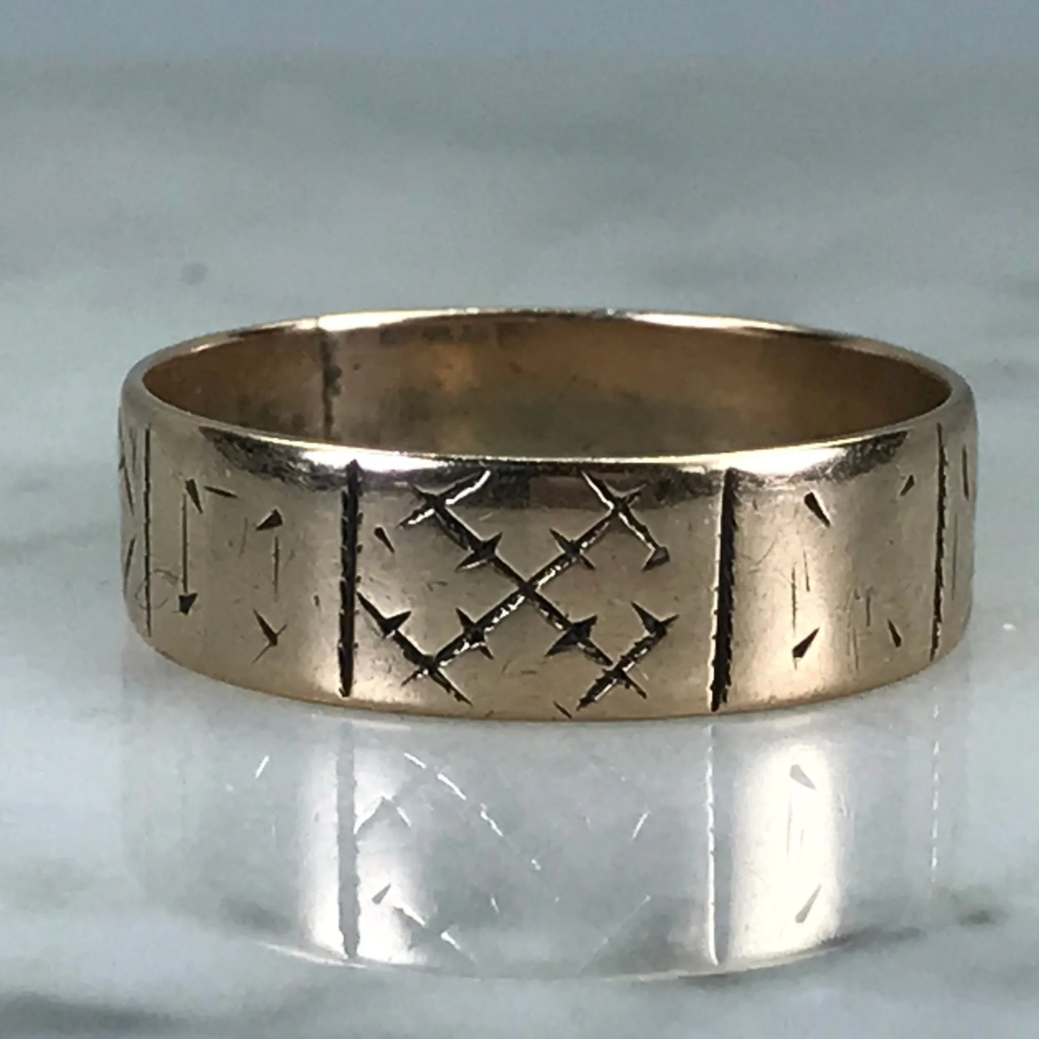 Handcrafted Product Hypoallergenic Article Antique Gold Wedding Band. Art Deco. 10k Yellow Gold. Stacking Ring. Gold Thumb Ring.