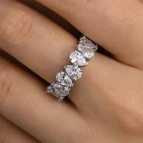 Gift Choice Louily Special Full Pear Cut Women's Wedding Band In Sterling Silver