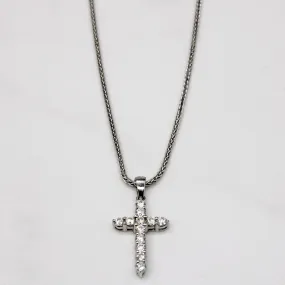 Bold Combo Bold Lines Diamond Cross Pendant & Necklace | 0.51ctw | 15" |