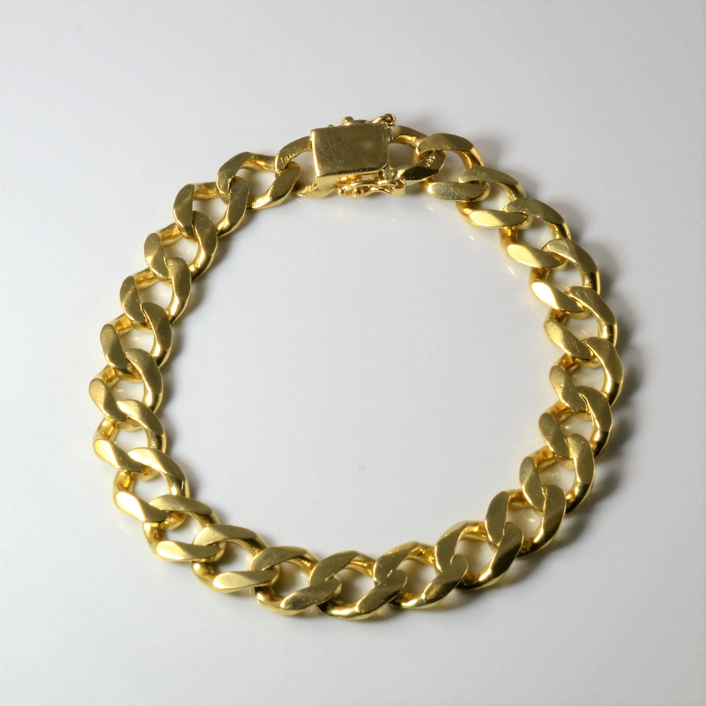 refined design Yellow Gold Curb Link Chain Bracelet | 8"|