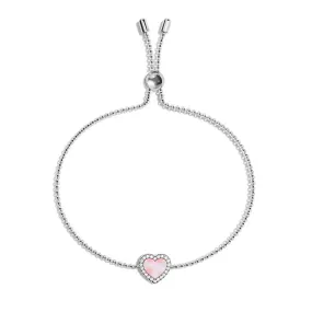 Alluring Accent Pink Mother of Pearl & Moissanite Heart Bracelet