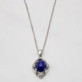 Synthetic Star Sapphire & Diamond Necklace | 1.92ct, 0.04ctw | 18" | Shiny Details