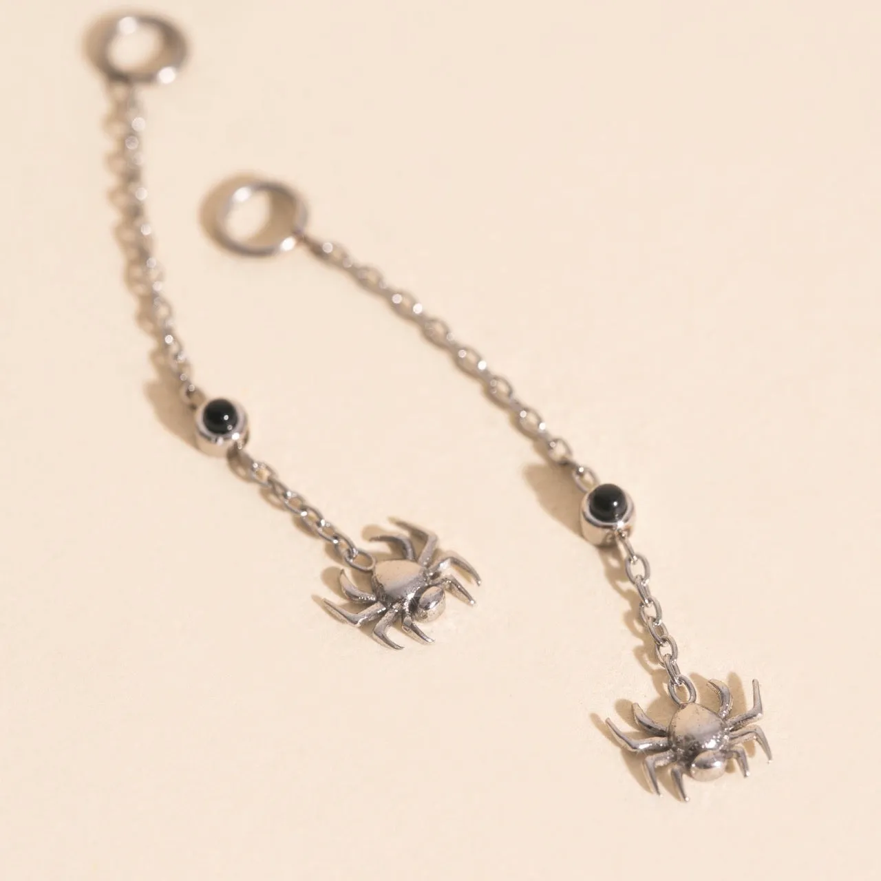 Neutral Piece Spider Chain Huggie Hoop Charms