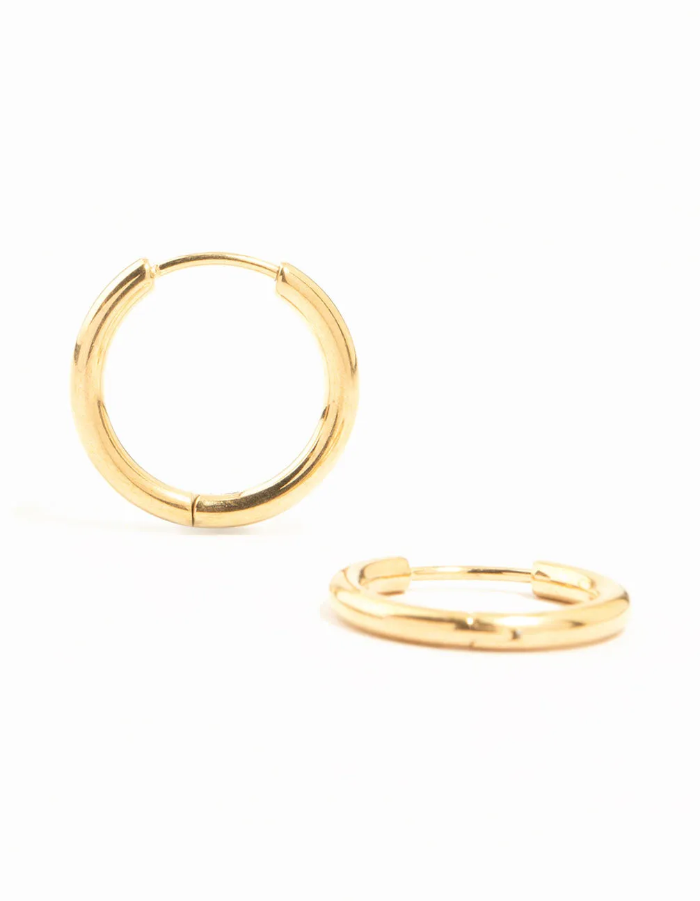 Gold Plated Titanium Medium Classic Hoop Earrings Bridal Accessory Chic Mood