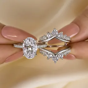 Instant Match Fashion Element Louily Exclusive Oval Cut Wedding Ring Set With Jacket Wedding Band