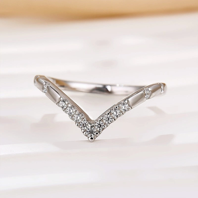 0.13Ct Simulated Diamond Matching Curved Wedding Band In Sterling Silver Vibrant Edge Sophisticated Craft