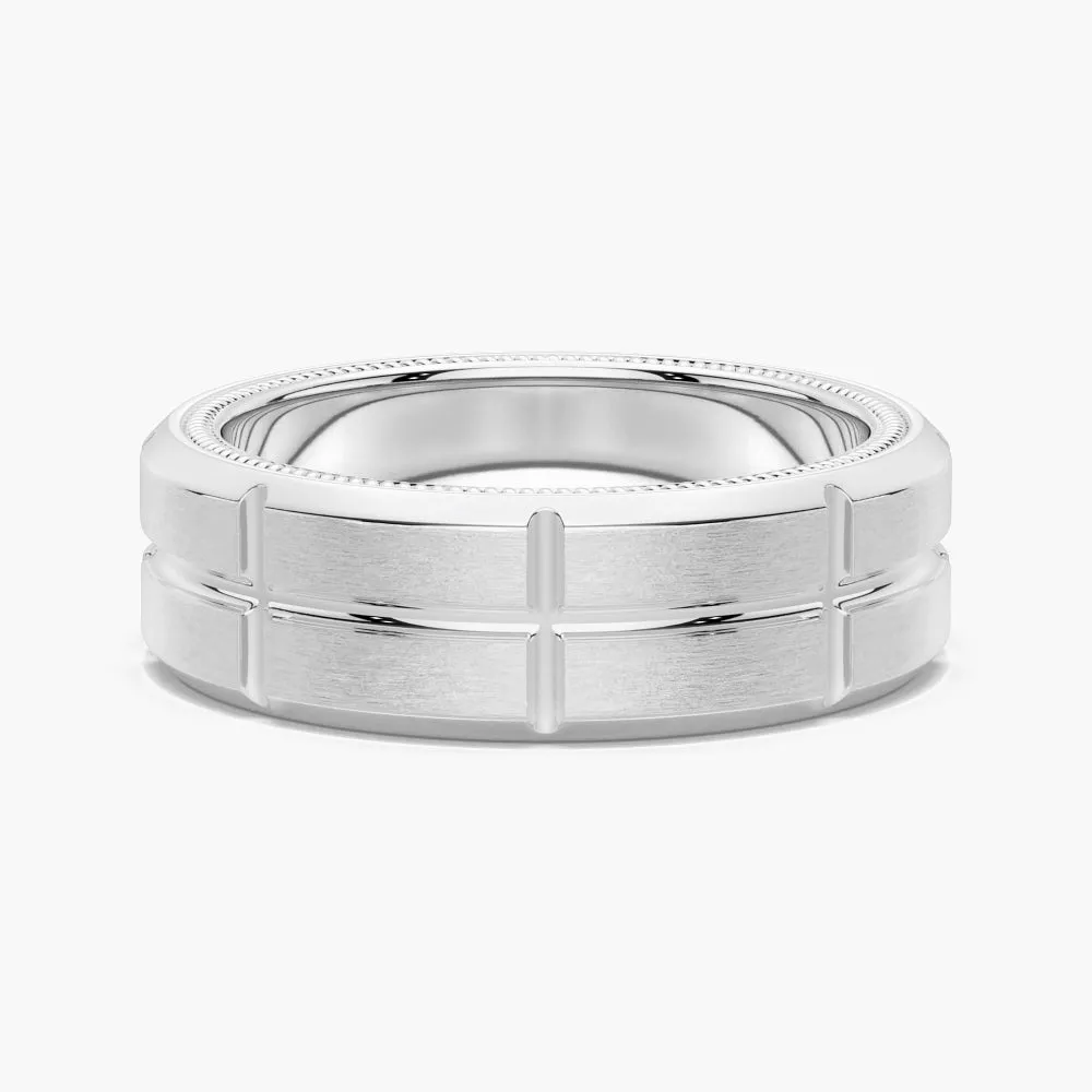 7.5mm Modern Design Men's Band Radiant Accent Sleek Spark
