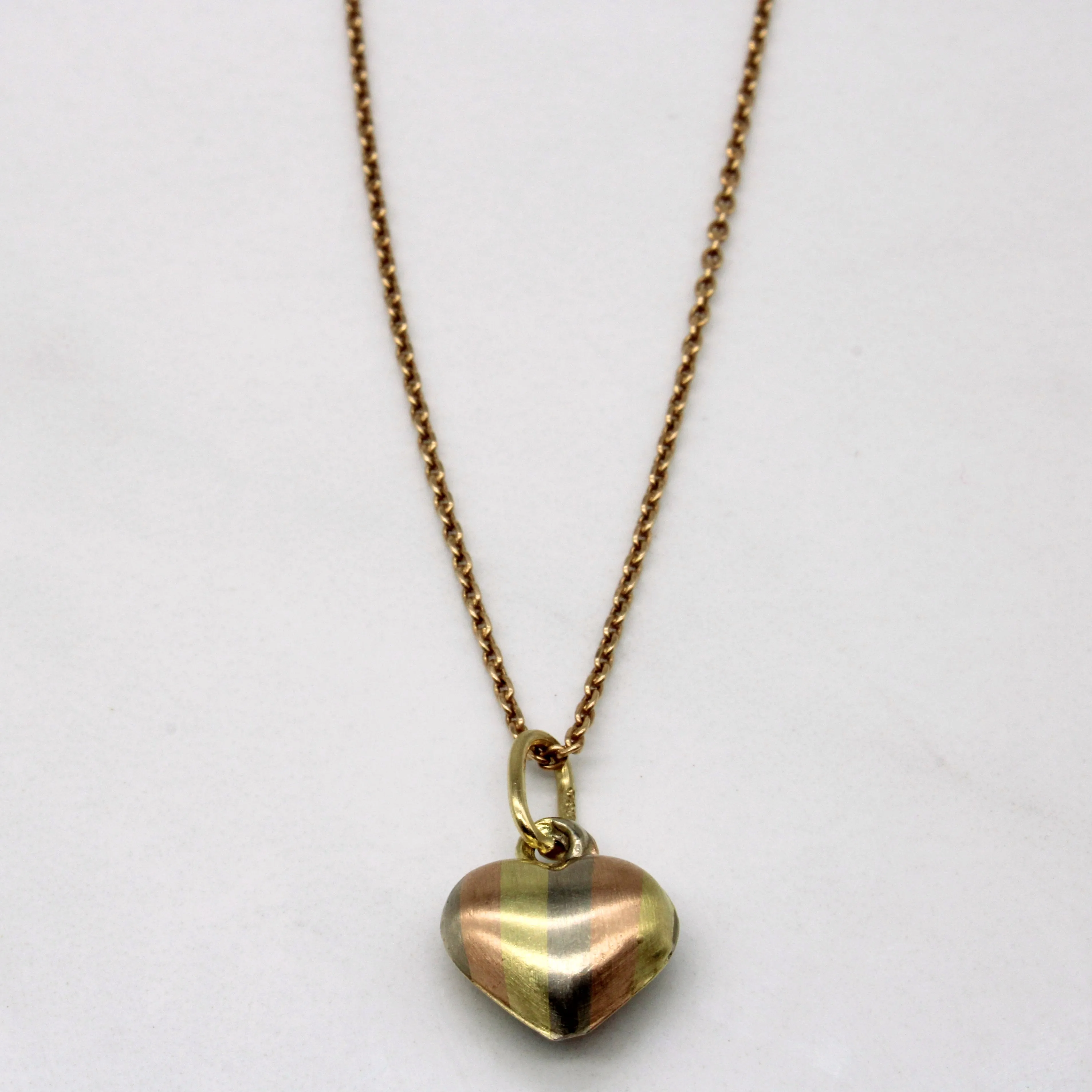 Precious Appeal Distinctive Jewelry 14k Tri Tone Gold Heart Pendant & Necklace | 18" |