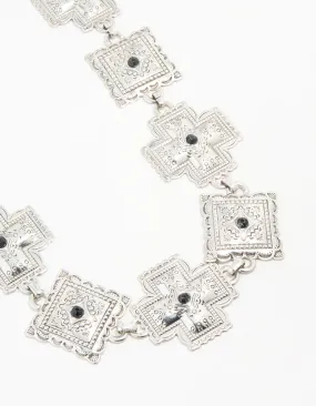 Silver Bohemian Square & Cross Belt Trend Focus Bold Combo