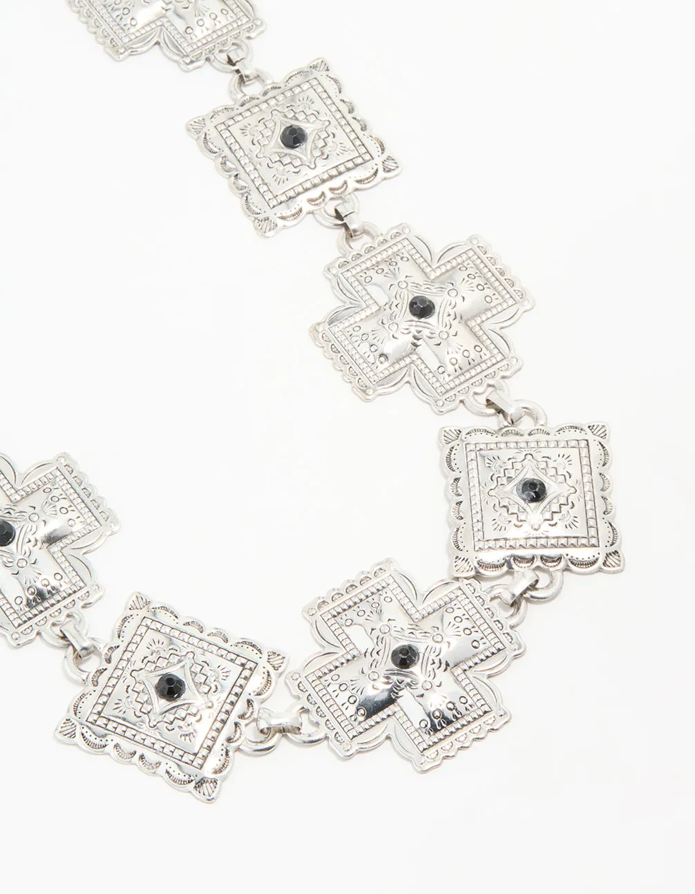 Silver Bohemian Square & Cross Belt Trend Focus Bold Combo