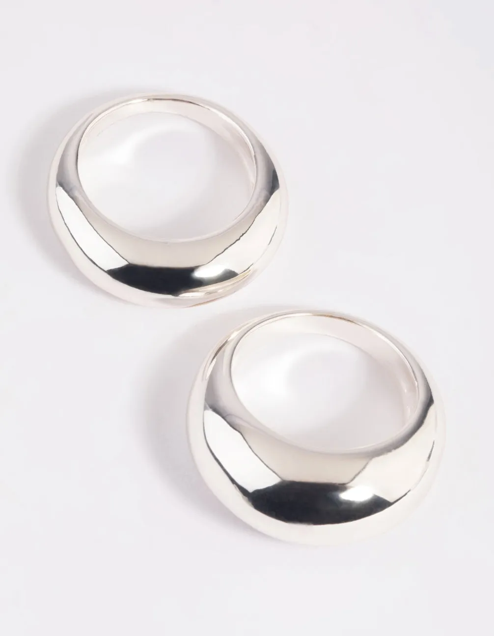 Silver Plated Small & Big Dome Ring Set Fresh Sparkle Radiant Finish Pieces