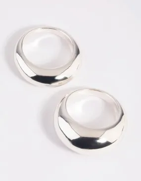 Silver Plated Small & Big Dome Ring Set Fresh Sparkle Radiant Finish Pieces