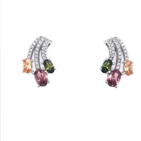 Cute Embellishment Sterling Silver Multicolored Stud Earrings