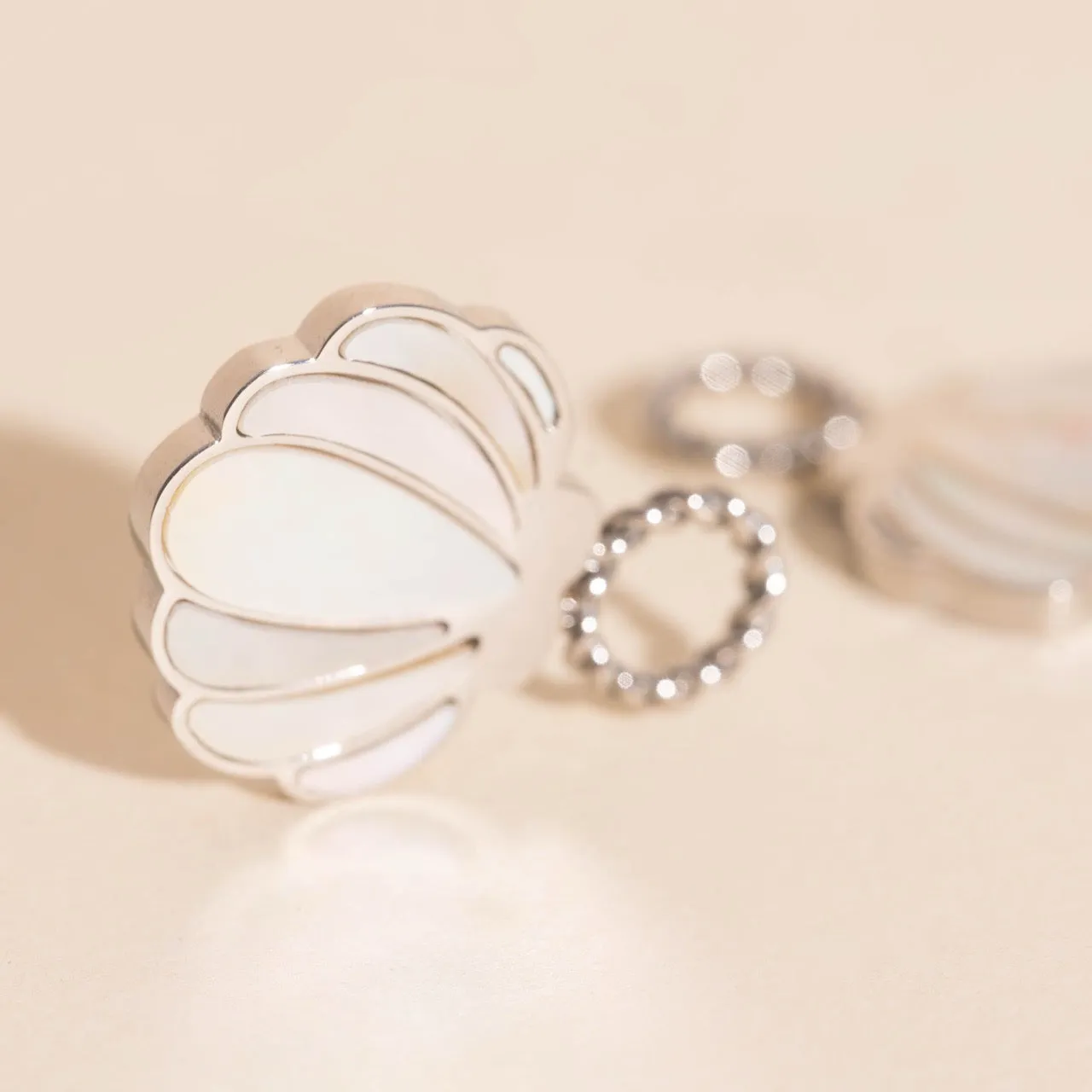 Triangular Decoration Clam Shell Huggie Hoop Charms