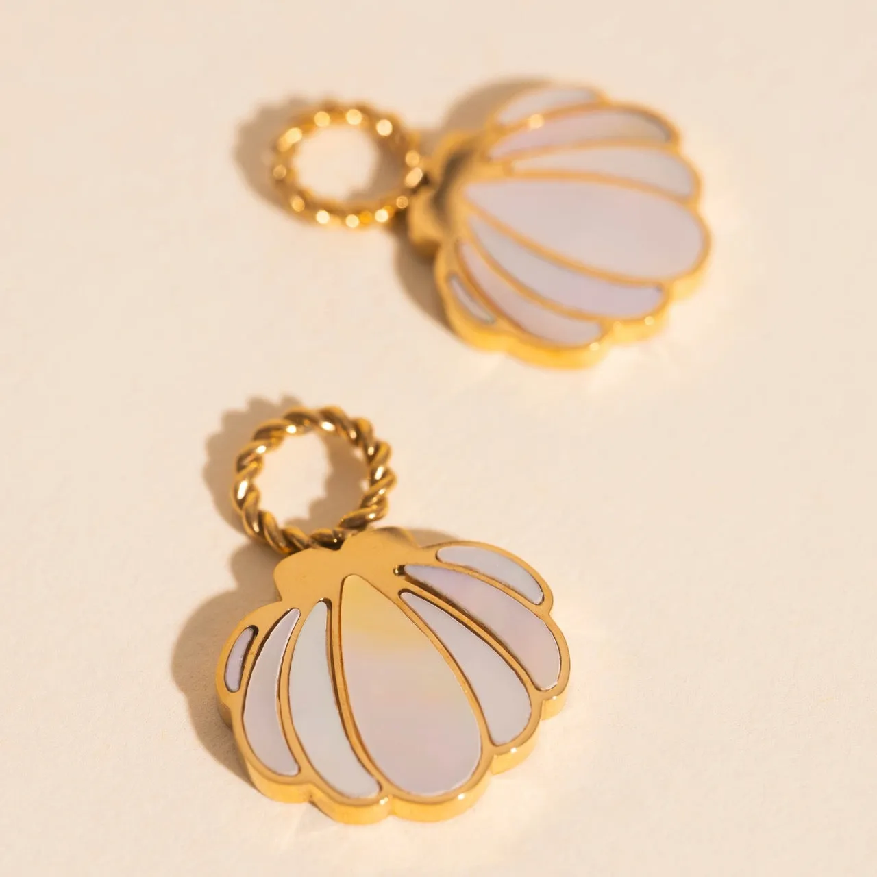 Clam Shell Huggie Hoop Charms Curved Embellishment