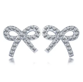 Sterling Silver Micropave Bow Stud Earrings simple appearance