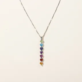 Multi Gem Rainbow Pendant & Necklace | 0.49ctw | 18" | Sleek Look High gloss