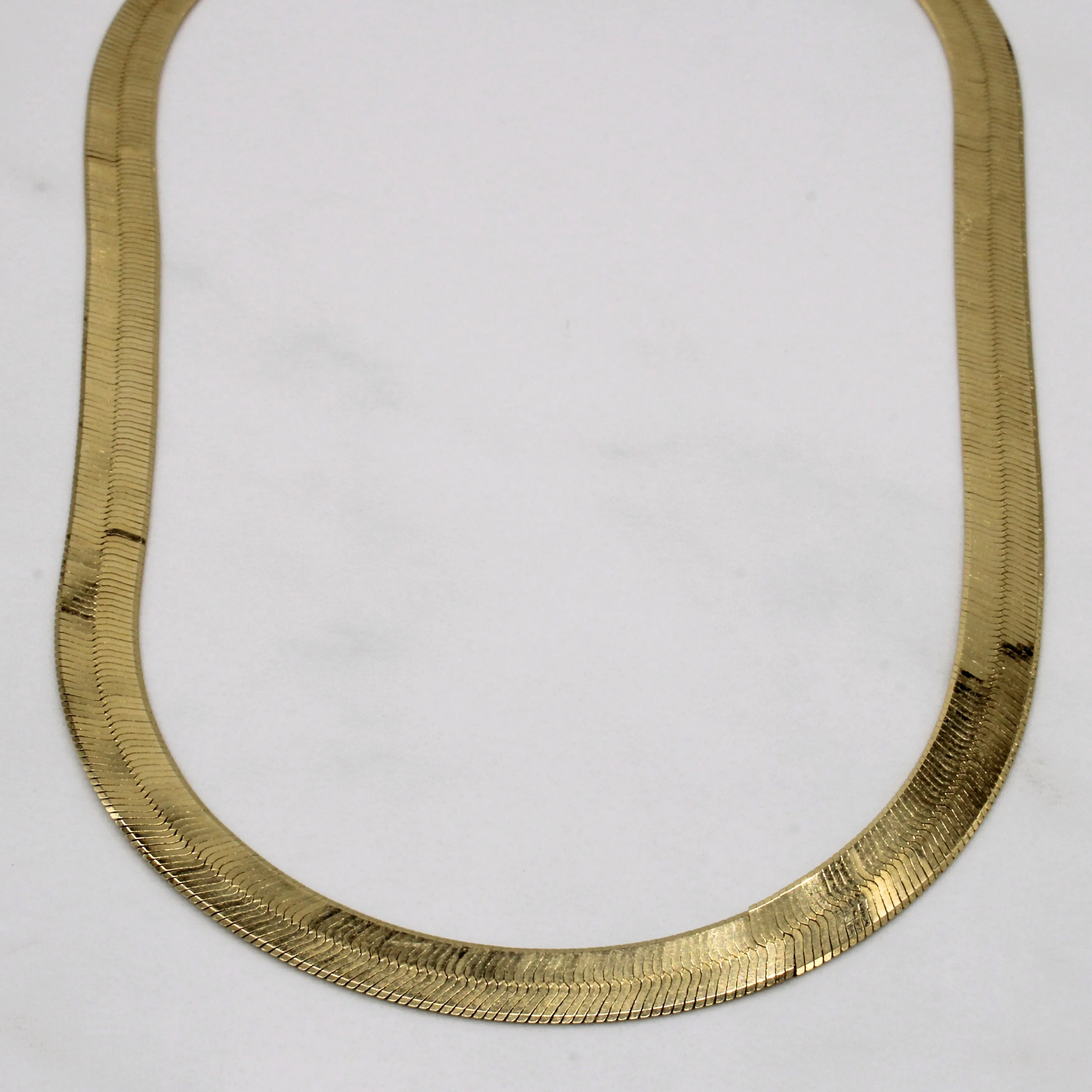 Elegant Shine Pieces 14k Yellow Gold Herringbone Chain | 16" |