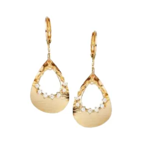 Vacation Item Surgical Steel Large Teardrop With  CZ Open Teardrop Earring