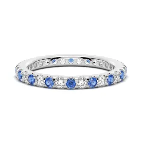 Luxury Art Pav?? Blue Sapphire and White Sapphire Eternity Ring
